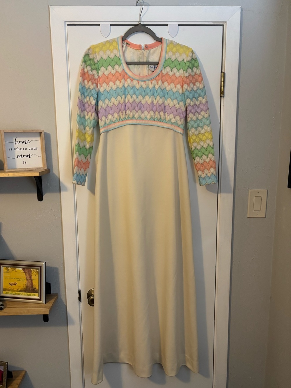 Mrs. Rubette Pastel Chevron Knit Dress with Cream Base